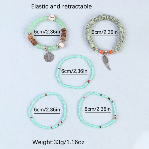 Wholesale Hot Selling Exotic Bohemian Bracelet Artistic Popular Wings Tower Pendant Exquisite Rice Beads suit Women