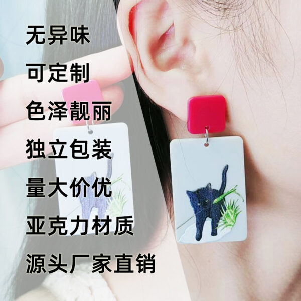 Wholesale Foreign Trade New Moon Cat Black Cat Head Earrings Simple Fashion Acrylic Personalized Earrings Ear Jewelry for Women