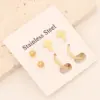 1 Set Commute Star Heart Shape Plating Stainless Steel 18K Gold Plated Earrings Ear Studs