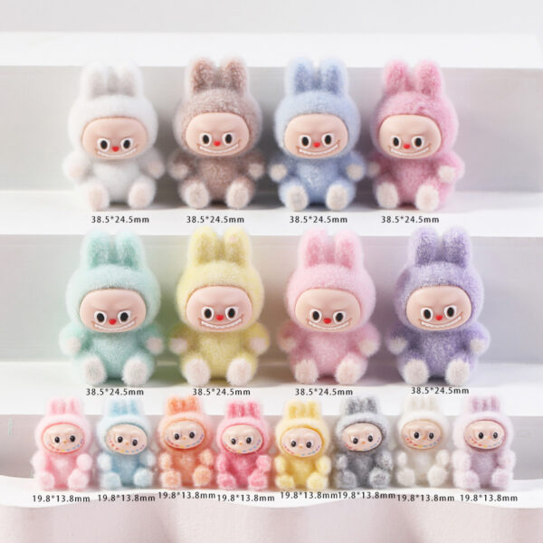 Wholesale Mini Flocked Bunny Blind Box DIY with Perforated Jewelry Accessories Keychain Pendant Cultural and Creative Gifts Resin Accessories