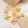 1 Pair Vacation Beach Starfish Coral Plating 304 Stainless Steel Ear Studs