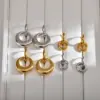 Wholesale PVD Coated Gold Plated Solid Color Stainless Steel Casual Waterproof Non Tarnish Drop Earrings
