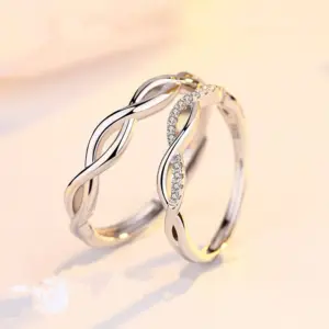 Copper Waves Artificial Gemstones Wedding Bands