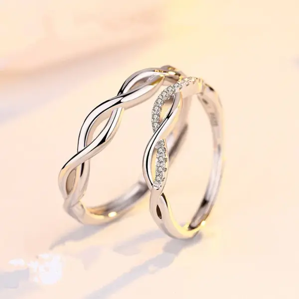 Copper Waves Artificial Gemstones Wedding Bands