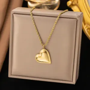27 [Ah6085] 50cm Heart Necklace / Gold