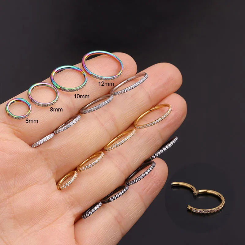 Wholesale 316L Stainless Steel Zircon Ear Cartilage Rings & Studs Geometric Waterproof Non Tarnish Surgical Steel