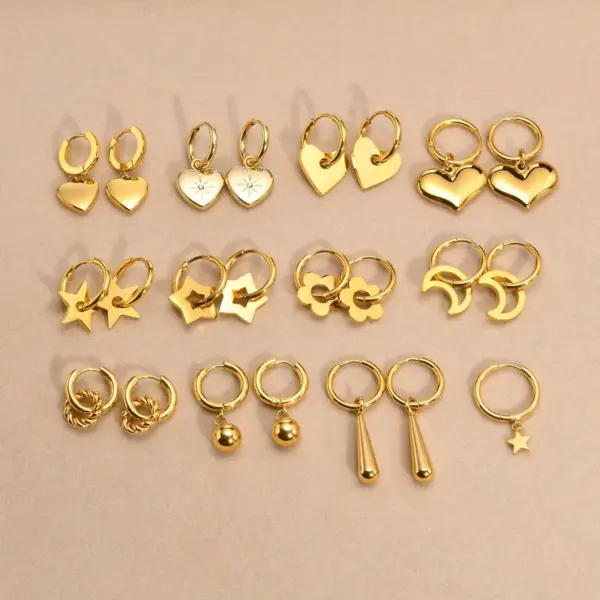 PVD Coated Real Gold Plated 18K Gold Star 201 Stainless Steel Simple Style Waterproof Non Tarnish Drop Earrings