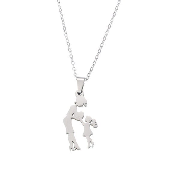 Wholesale European and American Cross-border Boys and Girls DIY Warm Mother and Daughter Pendant Necklace Mother's Day Gift Stainless Steel Titanium Steel Jewelry