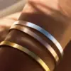 304 Stainless Steel Solid Color PVD Coated 18K Real Gold Plated Vacation Classic Style Waterproof Non Tarnish Plating Bangle