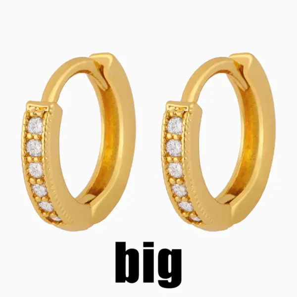 Wholesale 1 Pair Simple Style Geometric Round Inlaid Zircon Copper 18k Gold Plated Hoop Earrings