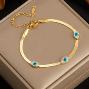 Wholesale Retro Eye 304 Stainless Steel 18K Gold Plated Stainless Steel Bracelets In Bulk