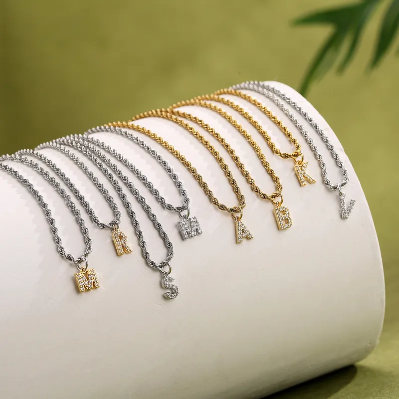 Wholesale Stainless Steel 18K Gold Plated Simple Style Plating Letter Pendant Necklace