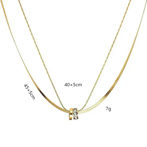 Wholesale Jewelry Casual Simple Style Circle Titanium Steel Zircon Inlay Double Layer Necklaces