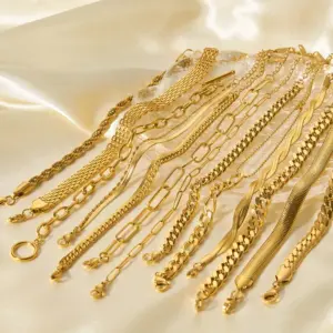 PVD Coated Real Gold Plated Solid Color 304 Stainless Steel Simple Style Waterproof Non Tarnish 304 Stainless Steel Bracelets
