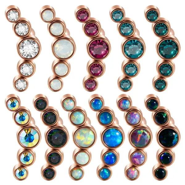 1 Piece Casual Hawaiian Cool Style Arc lishing Plating Inlay 304 Stainless Steel Opal Zircon 18K Gold Plated Ear Studs