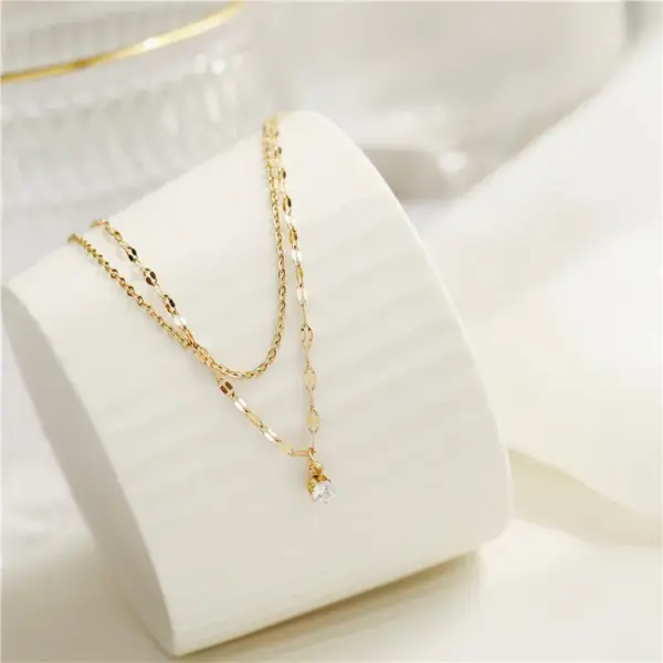 Wholesale PVD Coated Real Gold Plated Round 304 Stainless Steel IG Style Simple Style Waterproof Non Tarnish 304 Stainless Steel Layered Necklaces
