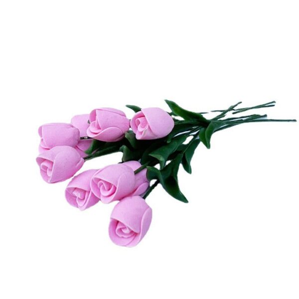 Wholesale 1:12 doll house accessories mini clay flower single flower flower arrangement OB11 tulip rose leaves pure hand made