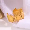 Wholesale Vacuum Plating 18K Gold Plated 18K Gold Cross Round 201 Stainless Steel Simple Style Roman Style Open Rings
