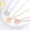 Wholesale Real Gold Plated Heart Shape 304 Stainless Steel Simple Style Waterproof Non Tarnish Stainless Steel Pendant Necklace