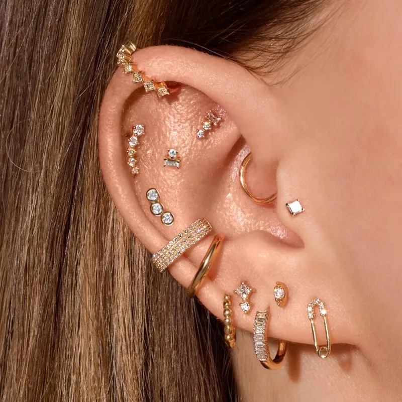 Wholesale 1 Piece 1 Pair Elegant Streetwear Geometric Inlay Copper Zircon Ear Studs