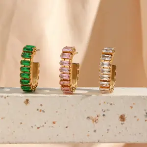 PVD Coated Real Gold Plated 18K Gold C Shape 304 Stainless Steel Fashion Waterproof Non Tarnish Earrings