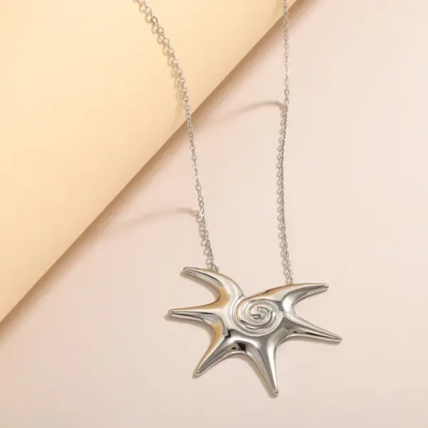 Spiral Sunflower Starfish Pendant Necklace Earrings Stainless Steel PVD Plated 14K Gold Ins European Geometric Pattern Jewelry For Women