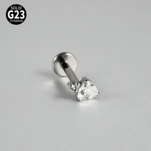 Steel Color 1 Heart-Shaped Zircon / Rod Thickness * Rod Length 1.2x8mm