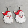 Wholesale Christmas Snowman Red and Black Plaid Lantern Wood Earrings
