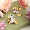 Wholesale Real Gold Plated 304 Stainless Steel PVD Coated Flower Waterproof Non Tarnish Vacation Modern Style Commute Ear Studs For Women's