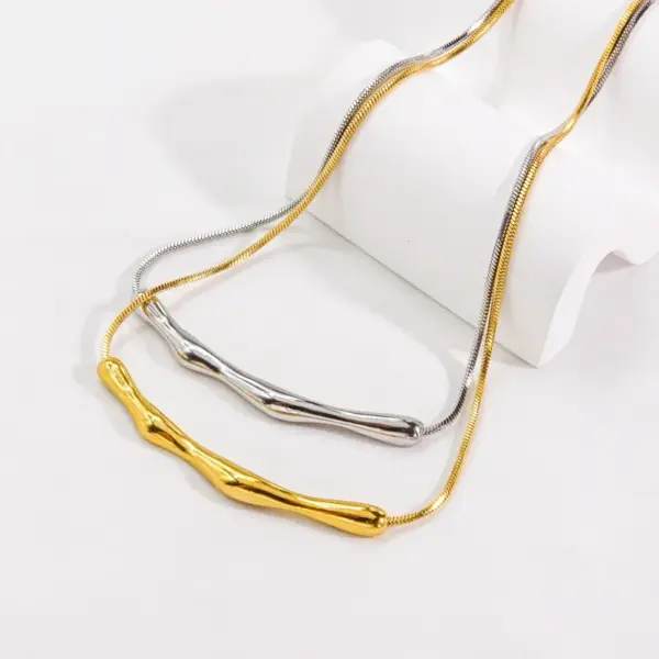 oly-1a0bb7fdc20d1fe1b0b03d6184f5ba53 Wholesale PVD Coated 18K Gold Real Gold Plated Geometric 304 Stainless Steel Simple Style Waterproof Non Tarnish 304 Stainless Steel Necklace