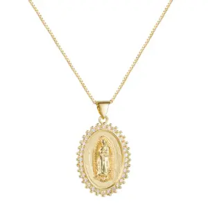 Wholesale Brass Inlaid Zircon Oval Copper Necklaces