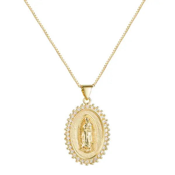 Wholesale Brass Inlaid Zircon Oval Copper Necklaces