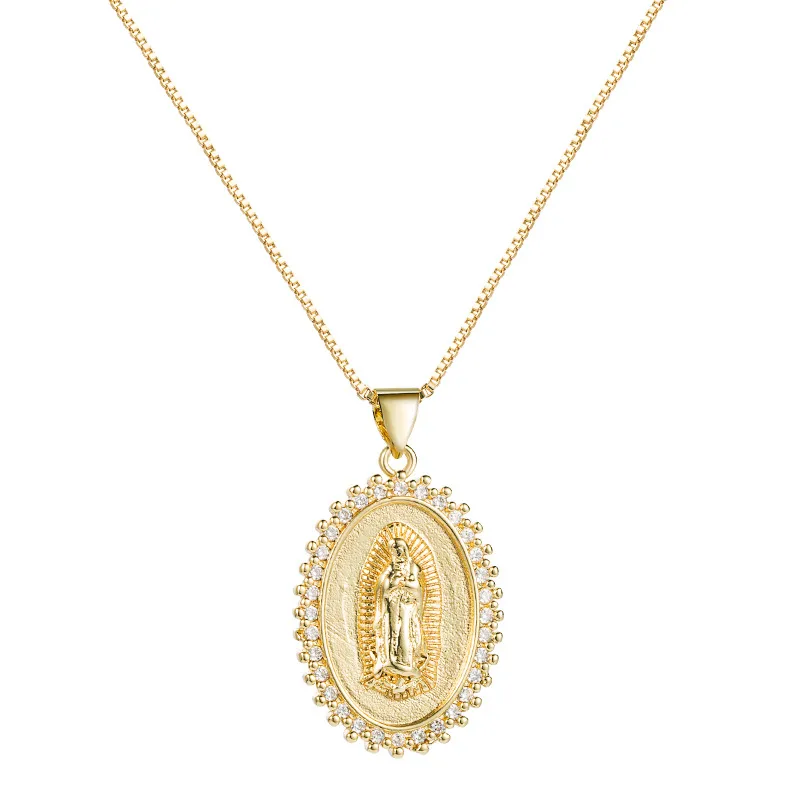 Wholesale Brass Inlaid Zircon Oval Copper Necklaces