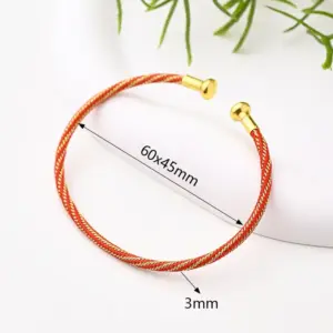 Adjustable Bracelet (Red & Gold) / 3mm (Inner Diameter: 60x45mm) / 1 Strand/Package