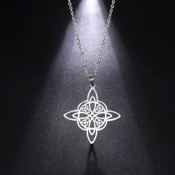Wholesale Korean Style One-piece Delivery Personalized Witch Double-layer Celtic Triangle Pendant 304 Stainless Steel Necklace