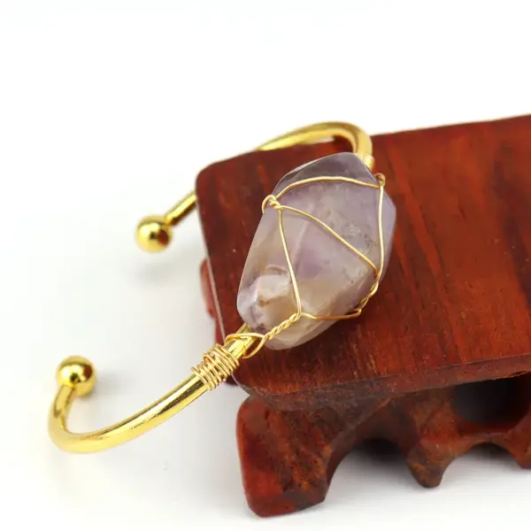 Unisex Crystal Healing Metal U Shape Bangle Healing Crystals Jewelry