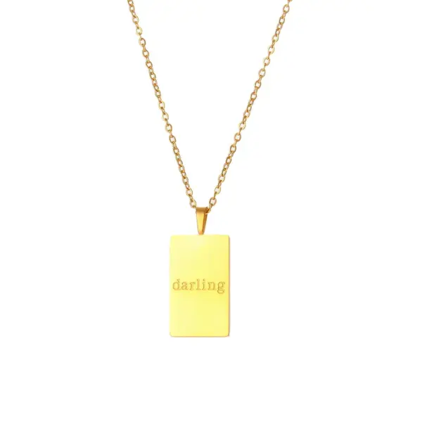 Wholesale Jewelry Retro Letter Square 304 Stainless Steel 18K Gold Plated Plating