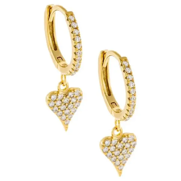 Wholesale Fashion Heart Copper Artificial Gemstones Earrings