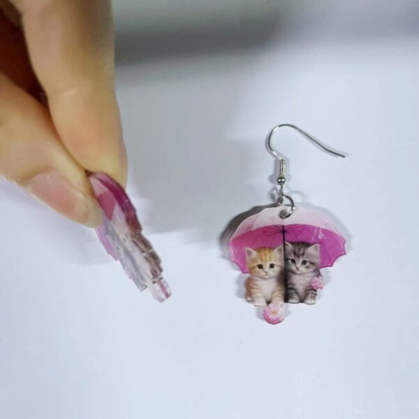 Wholesale Cute Umbrella Kitty Acrylic Earrings 2024 New Romantic Kitty Earrings for Gift