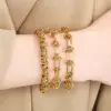 Ion Plating (IP) 18K Gold Plated Solid Color 304 Stainless Steel Vacation Simple Style Waterproof Non Tarnish 304 Stainless Steel Bracelets