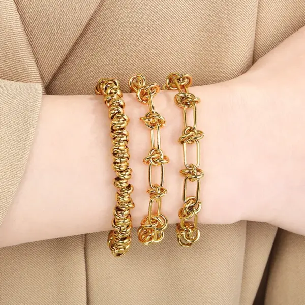 Ion Plating (IP) 18K Gold Plated Solid Color 304 Stainless Steel Vacation Simple Style Waterproof Non Tarnish 304 Stainless Steel Bracelets