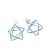 Wholesale Blue hollow five-pointed star silver needle earrings