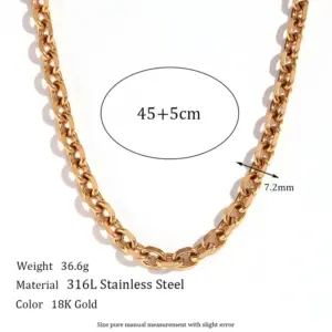7.2mm Cross Batch Angle Chain-Gold Necklace
