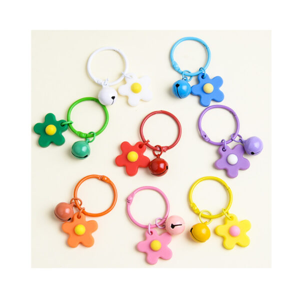 Wholesale Korean Style Hyun-a Small Fresh Color Small Flower Bell Keychain Tanabata Gift Key Ring Bag Women's Hanging Accessories