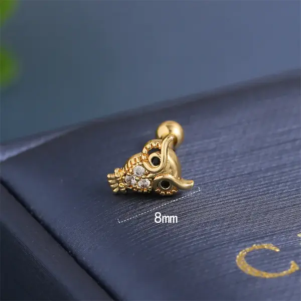 Wholesale Stainless Steel 1.2 Gauge Ear Studs Female Screw Ball Piercing Cartilage Star Moon Shape Earring Cute Country Style Gold Color