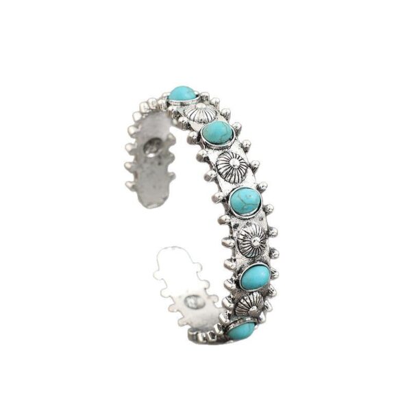 Wholesale European and American New Ethnic Style Retro Alloy Inlaid with Multiple Turquoise Bohemian Open Fashion Bracelets