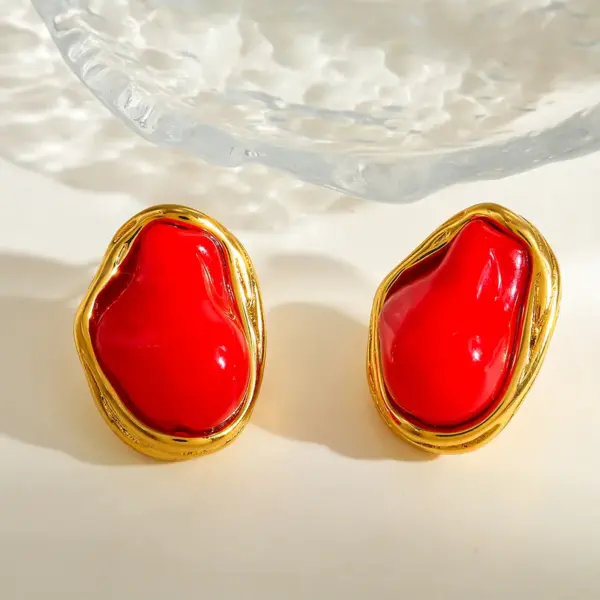 PVD Coated Real Gold Plated Irregular 304 Stainless Steel IG Style Baroque Style Waterproof Non Tarnish 304 Stainless Steel Rings Earrings