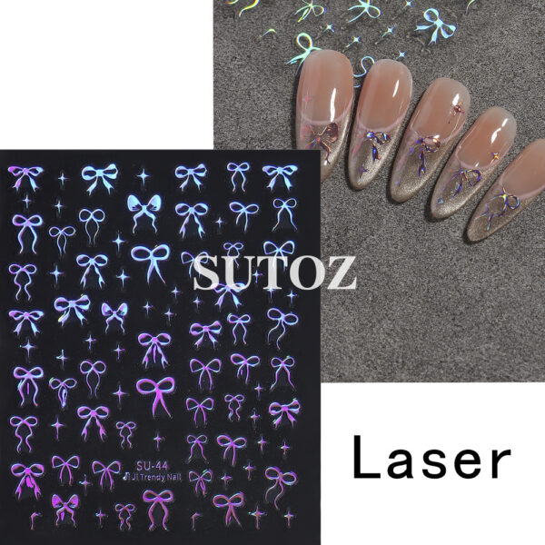 Wholesale Nail Art Stickers Gold, Silver, Red Ribbon Bowknot Starburst Adhesive Nail Stickers