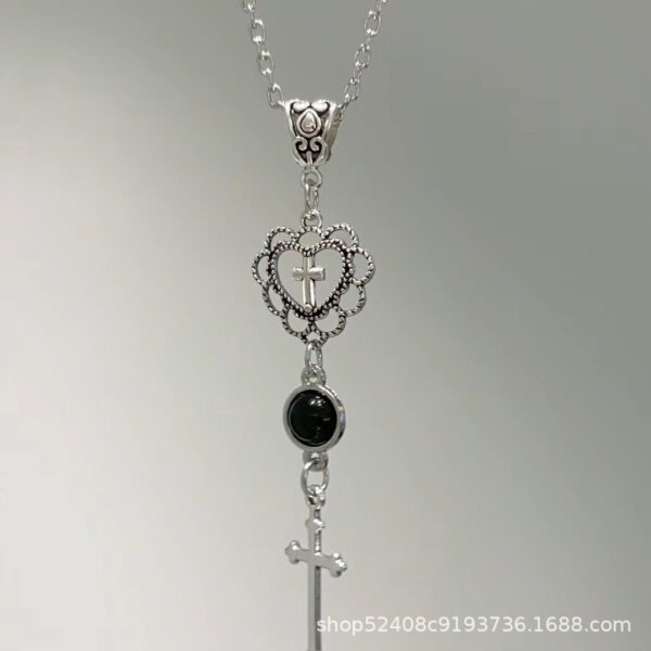 Wholesale Titanium Steel Love and Redemption Necklace Female Retro Niche Personality Diablo Sub-culture Spice Girl Cross Necklace Gift