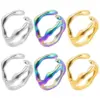 Wholesale PVD Coated Real Gold Plated Solid Color 304 Stainless Steel Commute Waterproof Non Tarnish Rings